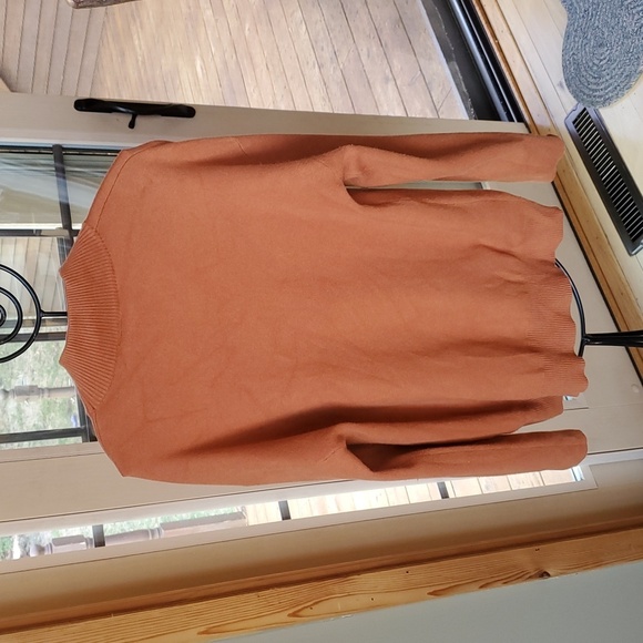 Ethyl Fall Spiced Pumpkin Orange Sz. L Sweater w Accent Button Slvs - Picture 5 of 12